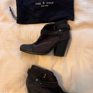 rag & bone Black Suede Heeled Ankle Boots